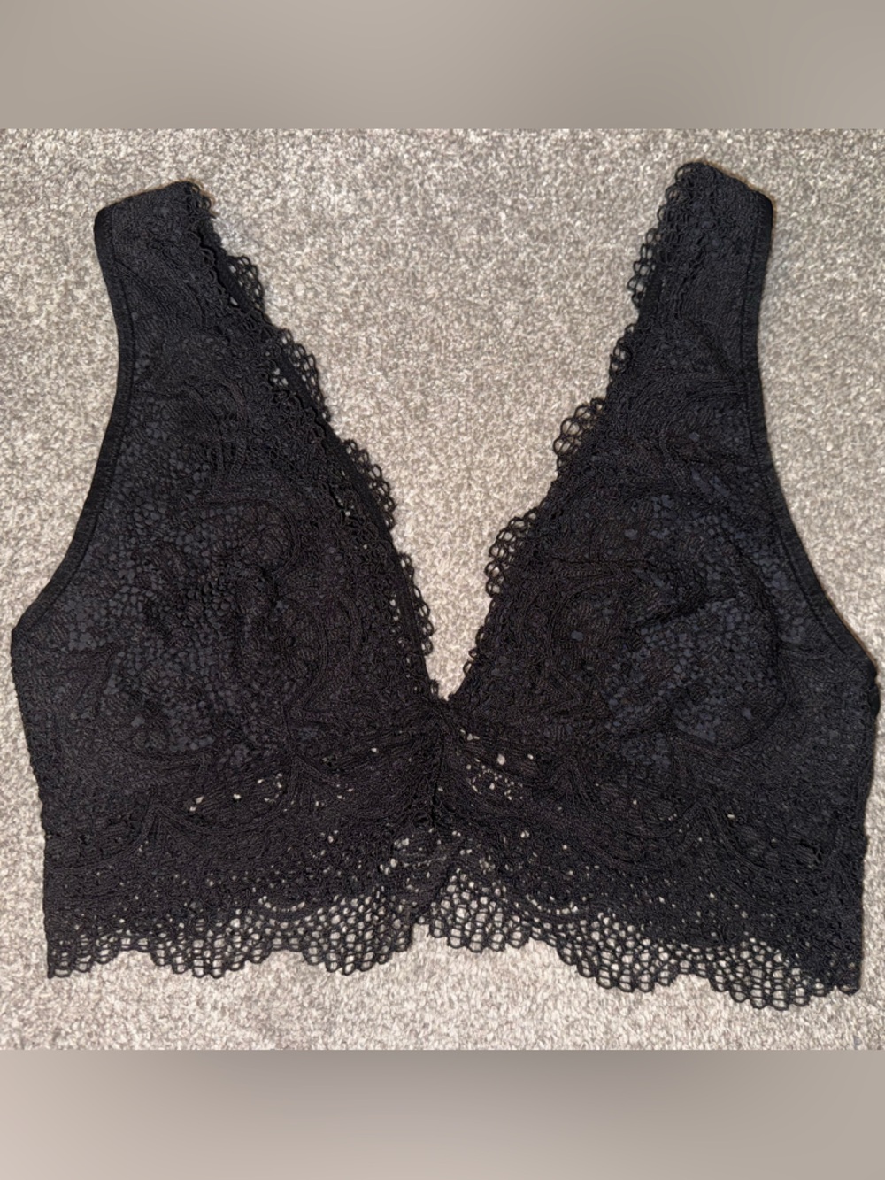 Victoria's Secret Black Lace Bralette with Floral Crochet